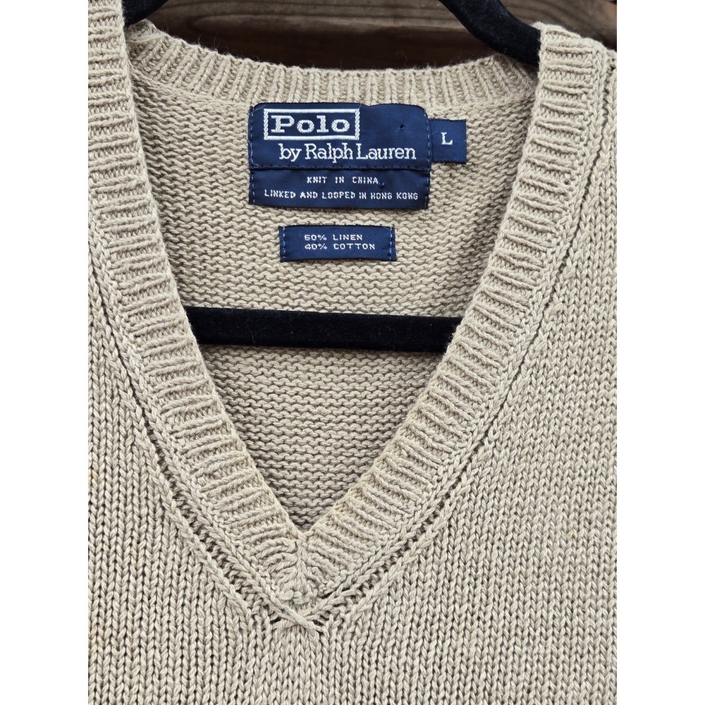 2 Vintage Polo Ralph Lauren Knit GOLF Sweater Vest Linen Cotton Men's Large - Picture 5 of 13